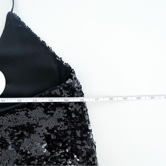 En Creme Strappy Black Sequined Tank Top Women's S Spaghetti Straps Lined NWT - Picture 4 of 7
